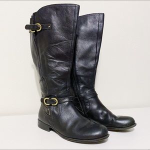 Naturalizer N5 Comfort Wide Calf Black leather Riding boots knee high